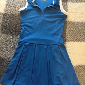 Girls blue button collar golf dress